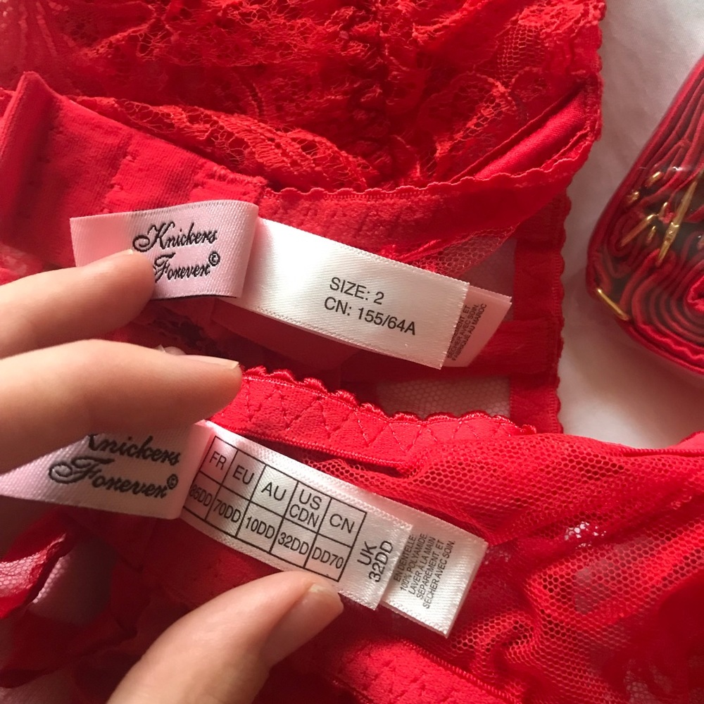 SOLD // AP Rozlyn SET Knickers Forever Bra (32DD) & Suspender Thong (2) w Straps - Picture 7 of 8